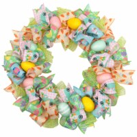 Northlight Pastel Easter Egg and Ribbons Wreath, 22-Inch, Unlit