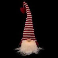 Northlight 13.5 Lighted Red and White Striped Hat Valentine's Day Gnome