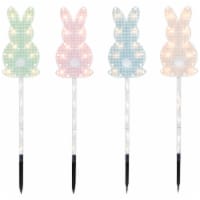 Northlight 4ct Plaid Pastel Bunny Easter Pathway Marker Lawn Stakes, Clear Lights