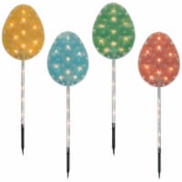 Northlight 4ct Pastel Easter Egg Pathway Marker Lawn Stakes, Clear Lights