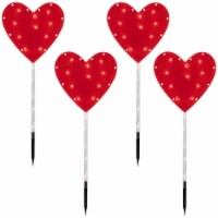 Northlight 35128600 Red Heart Valentines Day Pathway Marker Lawn Stakes - Clear Light - 4 Cou