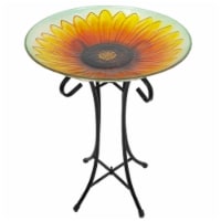 Northlight 35127734 20.5 in. Sunflower Glass Bird Bath with Stand, Orange & Yellow