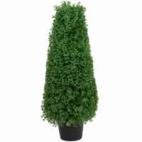 Northlight 35133789 30 in. Artificial Boxwood Cone Topiary Tree with Round Pot Unlit