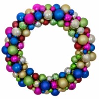 Northlight Multi-Color 2-Finish Shatterproof Ball Christmas Wreath, 36-Inch