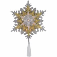 Northlight 13.75 Lighted Gold and Silver Snowflake Christmas Tree Topper, Clear Lights