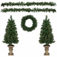 Northlight 5-Piece Pre-Lit Norwich Pine Artificial Christmas Entryway Set
