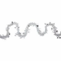 Northlight 50' x 2 White and Silver Christmas Tinsel Garland with Snowflakes - Unlit