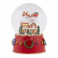 Northlight 7 Santa and Reindeer Christmas Night Musical Snow Globe