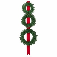 Northlight Set of 3 Pre-Lit Battery Operated Wreaths on Red Ribbon Christmas Decoration, 6.5'