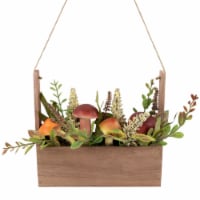Northlight 19 Mushroom and Foliage Wooden Fall Harvest Hanging Basket