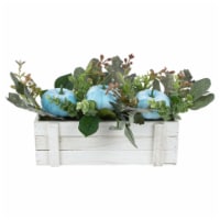 Northlight 18  White Wooden Box of Foliage and Pumpkins Thanksgiving Decoration