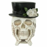 Northlight 9 Skull with Top Hat and Roses Halloween Decoration