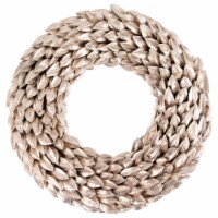 Northlight Champagne Gold Budding Leaves Glitter Christmas Wreath, 11.5-Inch, Unlit