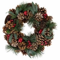 Northlight Green Mixed Foliage and Apple Artificial Christmas Wreath, 13.75-Inch, Unlit