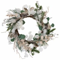 Northlight Sage Green and White Artificial Christmas Wreath, 24-Inch, Unlit Perspective: Main