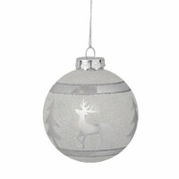 Northlight 3.5  White and Silver Glass Christmas Ball Ornament