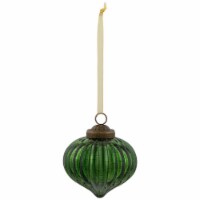 Northlight 3 Green Crackle Glass Onion Christmas Ornament