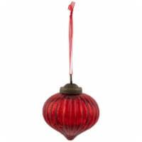 Northlight 3 Red Crackle Glass Onion Christmas Ornament