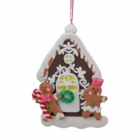 Northlight 5 Glittered Gingerbread House with Snowman Couple Christmas Ornament