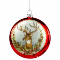 Northlight 4 Glittered Reindeer Glass Christmas Disc Ornament