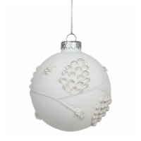 Northlight 3.5 White and Silver Leaves Glass Onion Drop Christmas Ornament