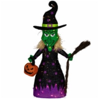 Northlight 39 Spooky Town LED Lighted Witch with Broom Outdoor Halloween Decoration