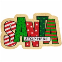 Northlight Red and Green Santa Stop Here Outdoor Christmas Doormat 18 x 30 Perspective: Main