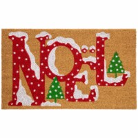 Northlight Brown and Red Noel Natural Coir Outdoor Christmas Doormat 18 x 30