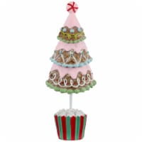 Northlight 10.25 Pink Frosted Waffle Cone Christmas Cupcake Tree Figurine