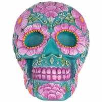 Northlight 7.75 Blue and Pink Day of the Dead Skull Coin Bank