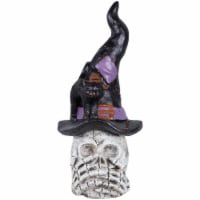 Northlight 22.75 Skull in Witch Hat with Black Cat Halloween Decoration