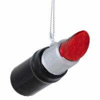 Northlight 3.75 Black and Red Lipstick Glass Christmas Ornament