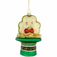 Northlight 4.75 Shamrock and Leprechaun Hat Glass Christmas Ornament