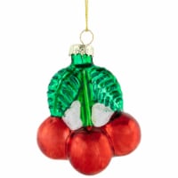 Northlight 3 Shiny Glittered Red Cherries Glass Christmas Hanging Ornament