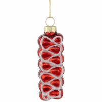Northlight 3 Red Ribbon Candy Glass Christmas Ornament Perspective: Main