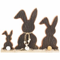 Northlight Rabbit Trio Wooden Tree Bark Easter Decoration - 15.75 Perspective: Main