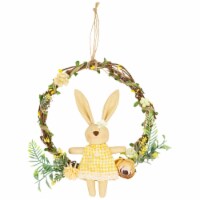 Northlight Bunny with Flowers Artificial Easter Twig Wreath - 10 Perspective: Main