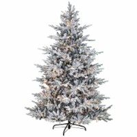 Northlight Real Touch™ Pre-Lit Flocked Grand Teton Pine Artificial Christmas Tree - 7.5' Warm Perspective: Main