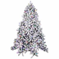 Northlight Pre-Lit Full Flocked Glacier Pine Artificial Christmas Tree - 7.5' Multi LED Perspective: Main