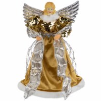Northlight 12 Metallic Bronze and Silver Sequined Angel Christmas Tree Topper, Unlit