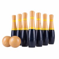 8 Inch Wooden Lawn Bowling Game Set Indoor Outdoor Kids Adults Fun