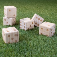 Giant Wooden Yard Dice Outdoor Lawn Game, 6 Playing Dice with Carrying Case for Kids and
