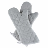 Oven Mitt One Pair Oversized Flame Heat Protection Big Mittens Pot Holders Gray