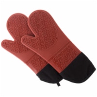 Silicone Oven Mits Extra Long Professional Quality Heat Resistant with Quilted Lining and
