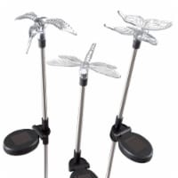 Pure Garden 50-177 Solar Outdoor LED Stake Butterfly, Hummingbird & Dragonfly Light - 3 Piece