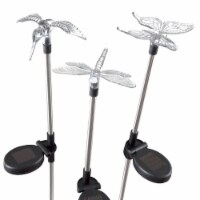 Pure Garden 50-177 Solar Outdoor LED Stake Butterfly, Hummingbird & Dragonfly Light - 3 Piece