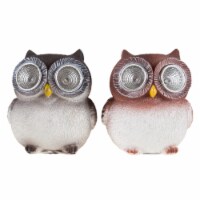 Pure Garden 50-182 Solar Outdoor LED Light & Owl Statue - Set of 2
