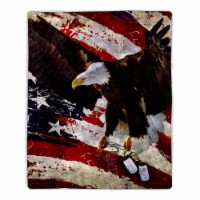 Fluffy Plush Throw Blanket 50 x 60 Inch - American Flag Bald Eagle Print, Lightweight