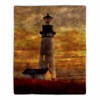 Fluffy Plush Throw Blanket 50 x 60 Inch- Lighthouse Print  Lightweight Hypoallergenic Bed or