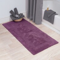 Lavish Home 100% Cotton Plush Bathroom Reversible Long Bath Mat 24 x 60 Inch Eggplant Purple